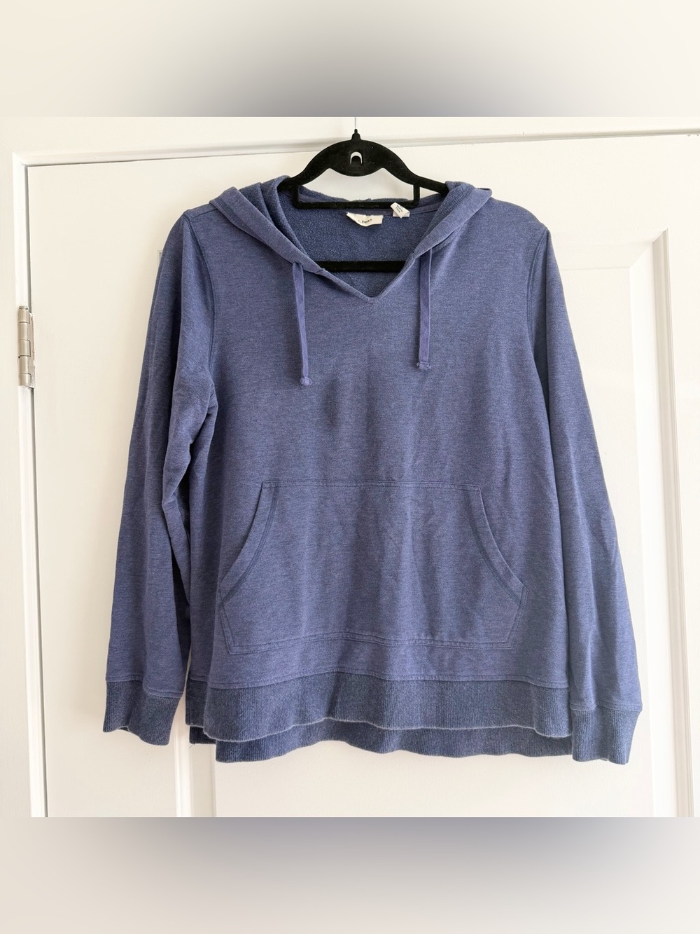 L.L. Bean Blue Long V Neck Hoodie Sweatshirt